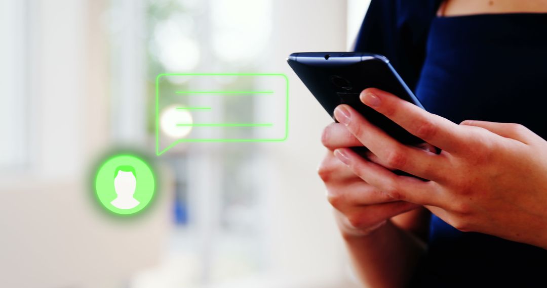 Woman Using Smartphone with Digital Interface Concept