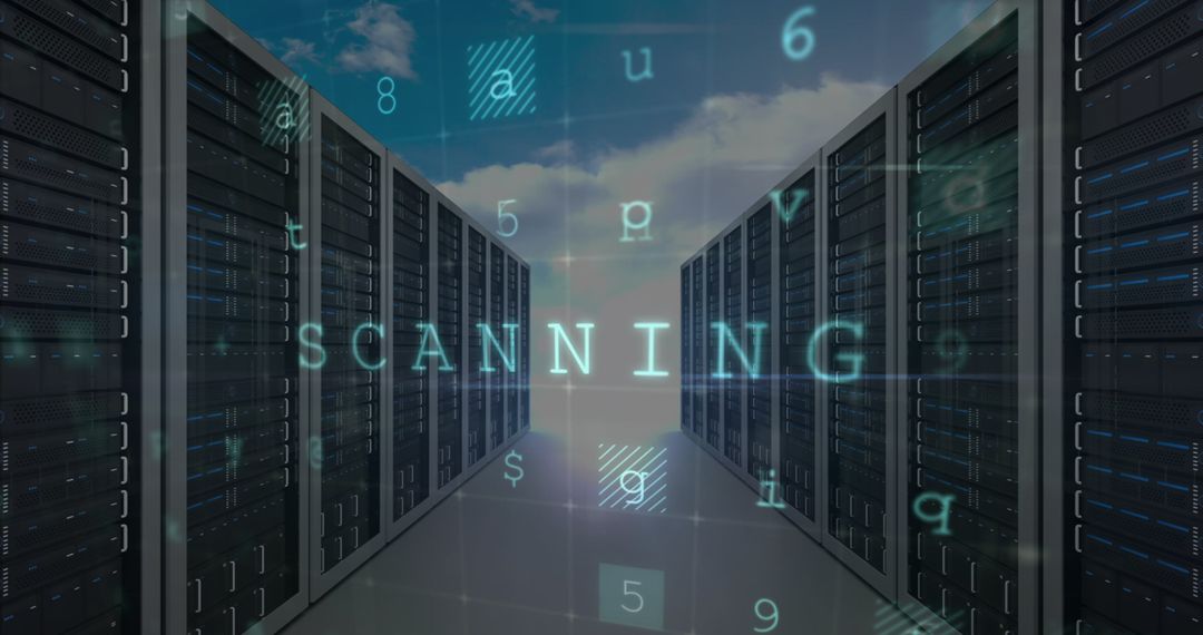 Cyber Security Concept with Digital Scanning Interface