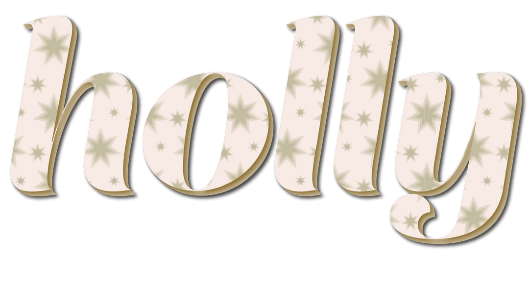 Transparent Holly Text Design with Star Pattern for Christmas