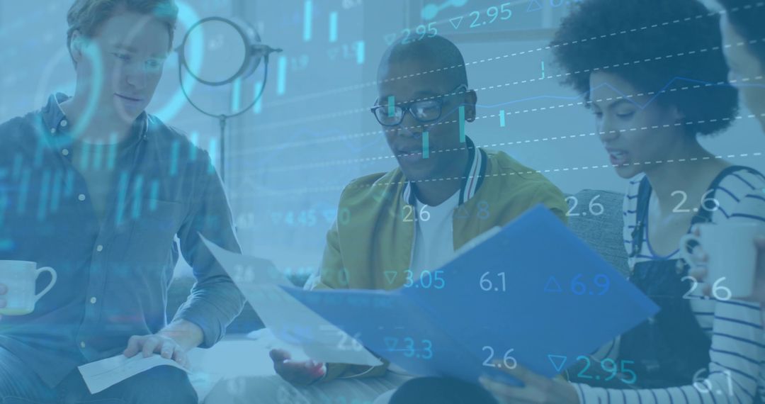 Diverse Team Collaborating Over Financial Strategies