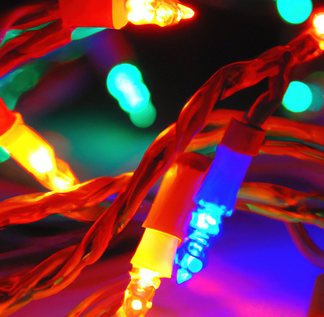 Close-Up of Colorful Christmas Lights Glowing on Dark Background - Free Images, Stock Photos and Pictures on Pikwizard.com