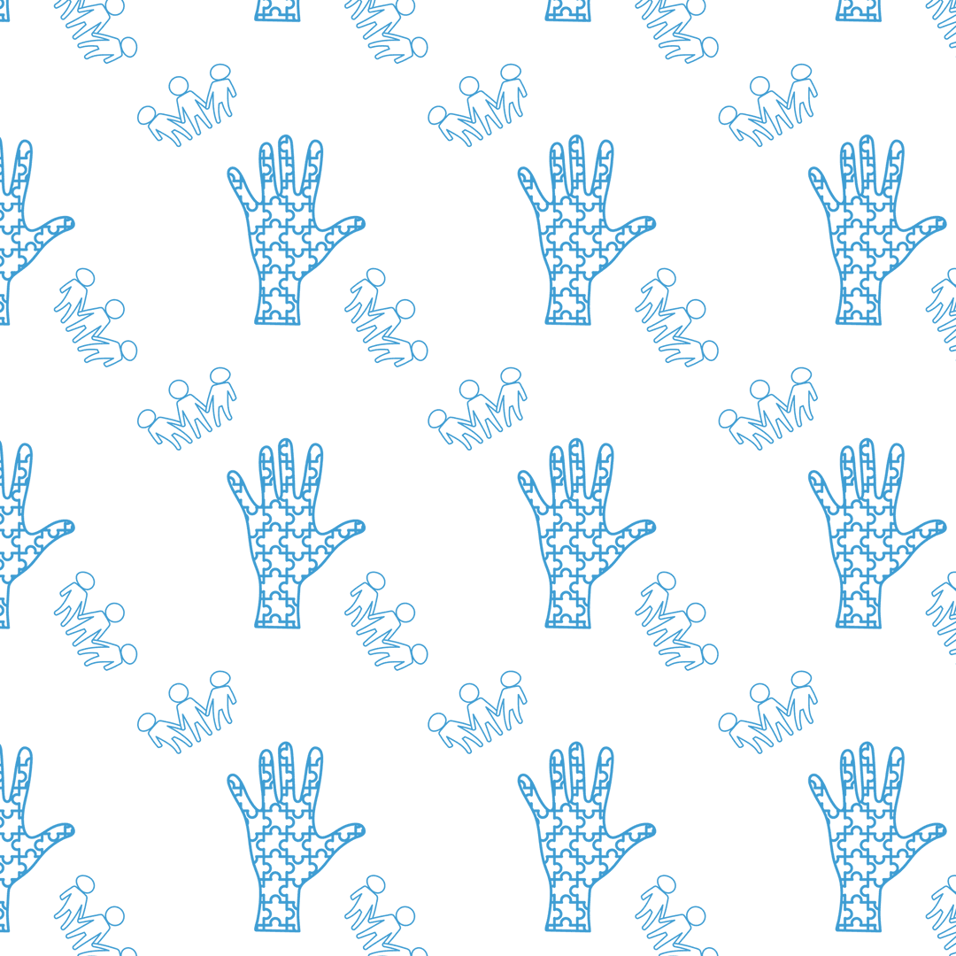 Seamless Transparent Pattern of Blue Hands and Figures