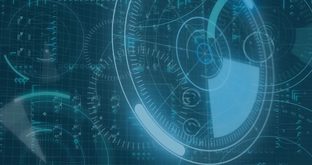 Futuristic Digital Interface with Spinning HUD Elements