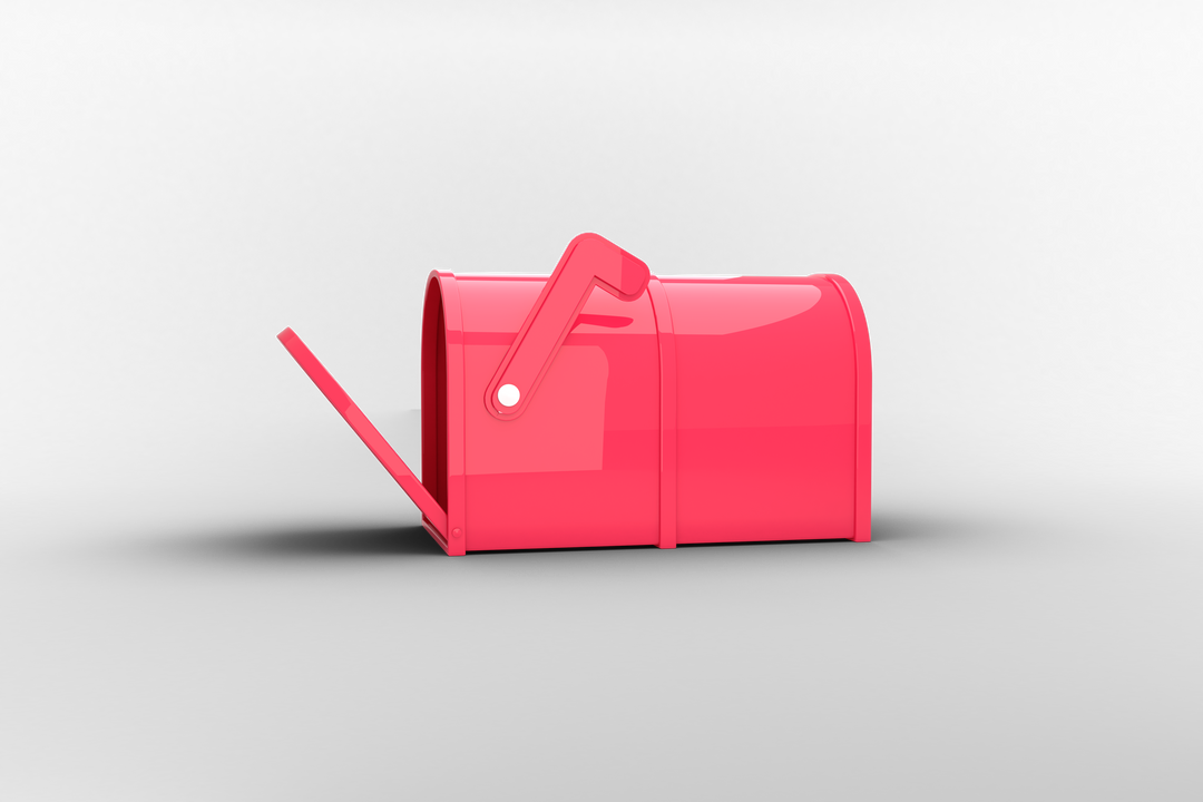 Pink Mailbox on White Partly Open with Lifted Flag Transparent Background - Download Free Stock Images Pikwizard.com