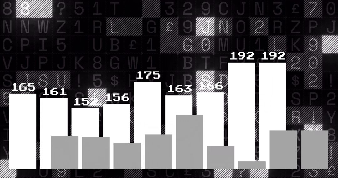 bar chart displaying data against alphanumeric background - Free Images, Stock Photos and Pictures on Pikwizard.com