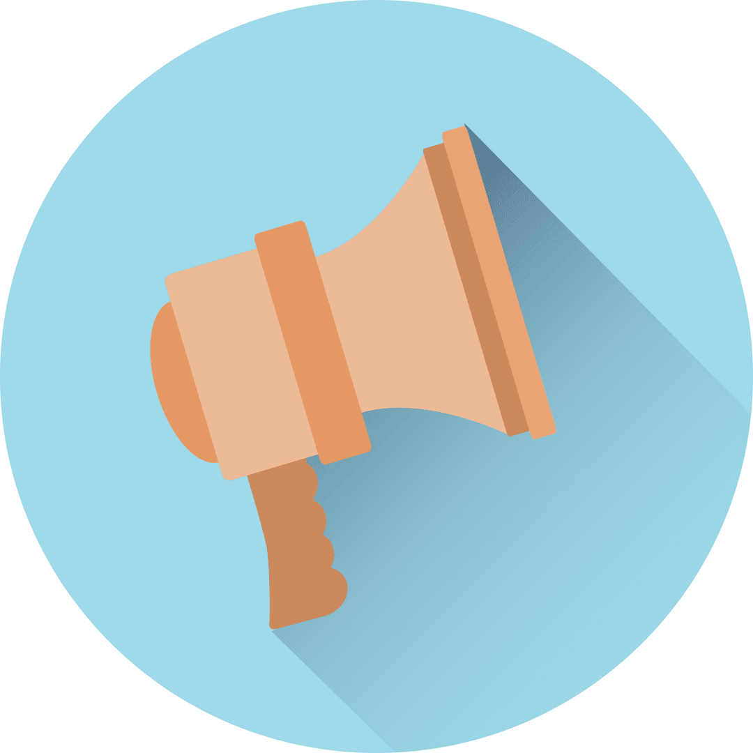 Transparent Megaphone Icon in Blue Circle