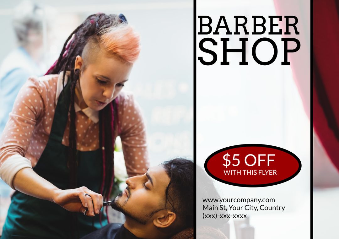 Barbershop Discount Promotion with Careful Hairstylist