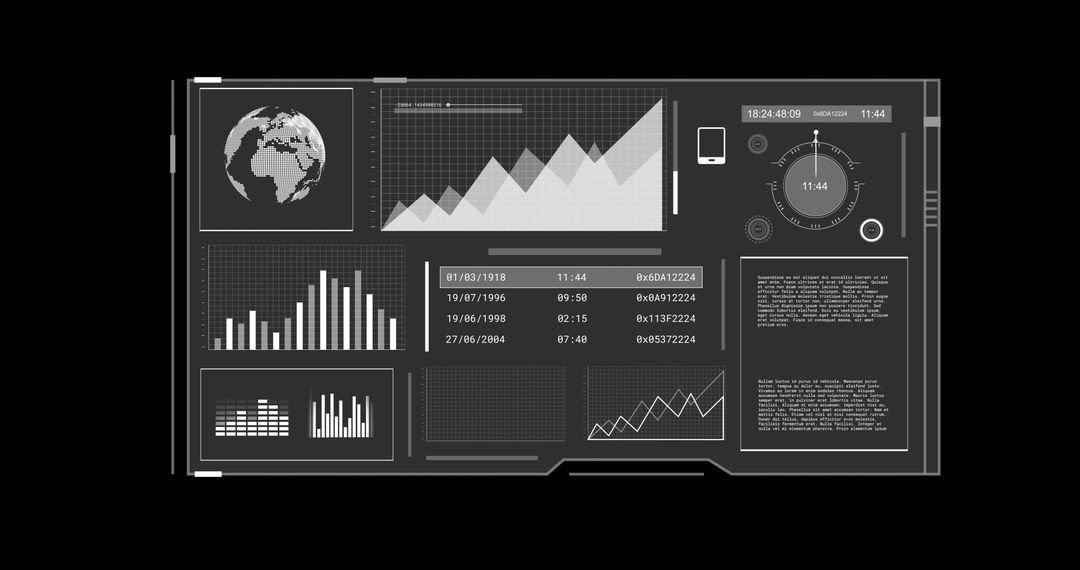 Digital Interface with Financial Charts and Data Points