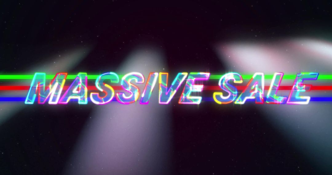 Vibrant Glitch Effect on Massive Sale Text with Dark Background