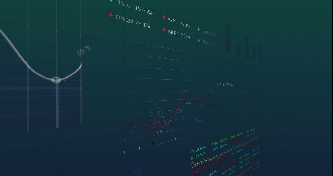 Digital Financial Data Interface on Green Background