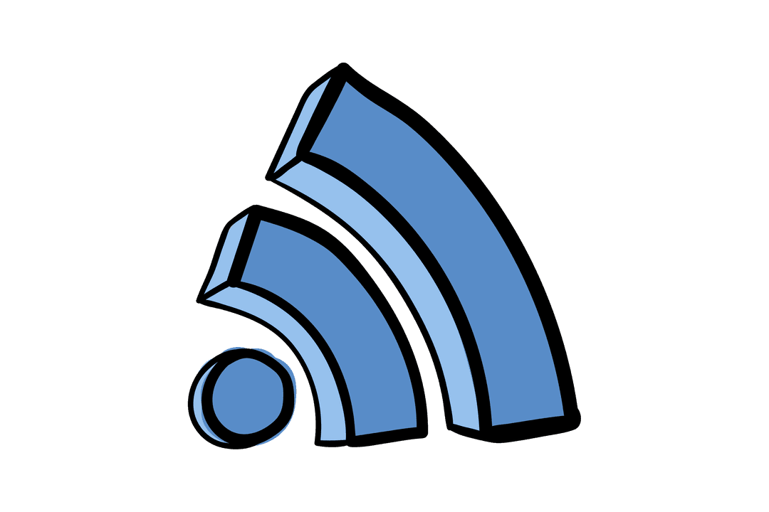 Blue WiFi Signal Illustration on Transparent Background
