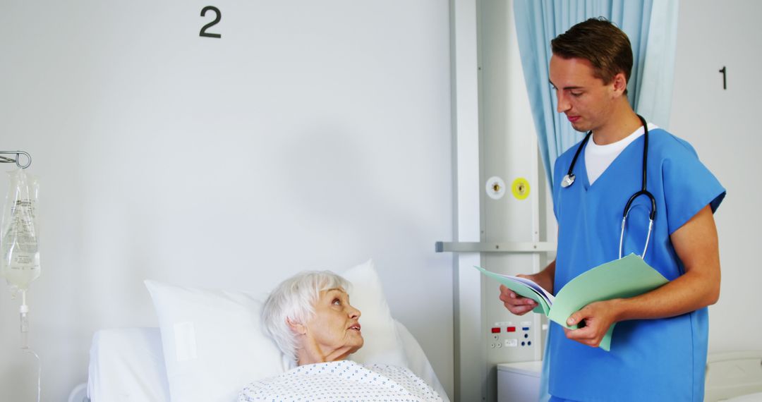 Young Nurse Assisting Elderly Female Patient in Hospital Room - Free Images, Stock Photos and Pictures on Pikwizard.com