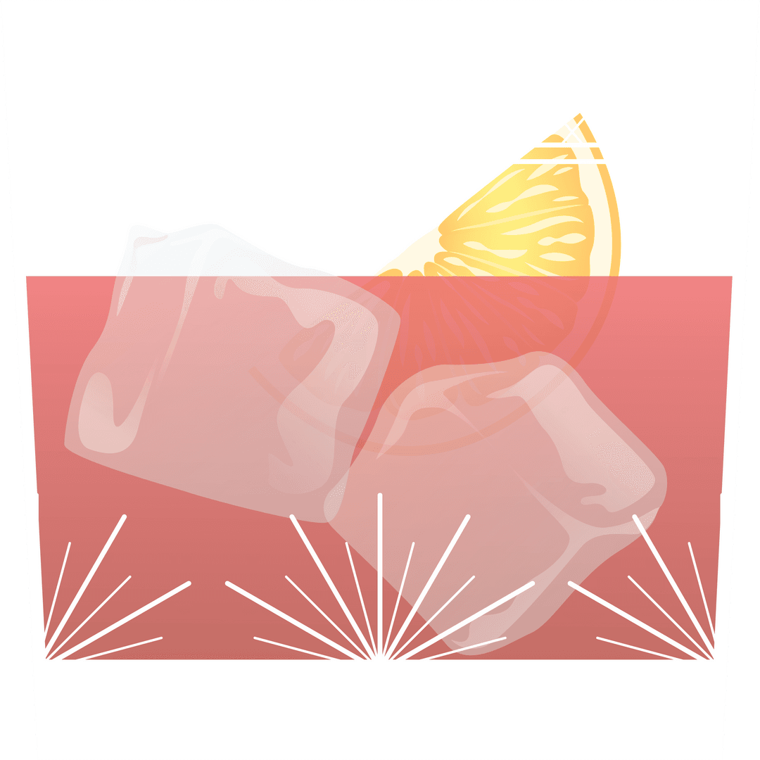 Transparent Classic Drink Glass with Ice and Lemon Slice