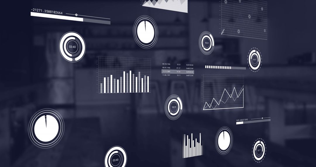 Abstract Data Analytics Visualization in Modern Coffee Shop Setting