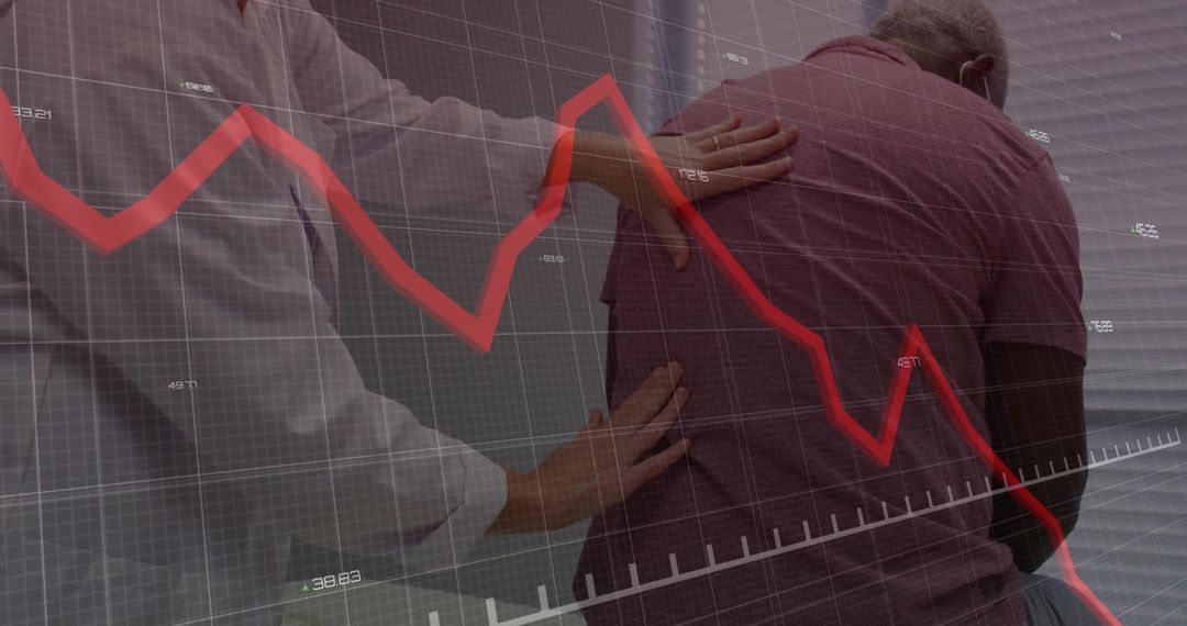 Doctor Supporting Patient Overlaid with Decline Concept Chart