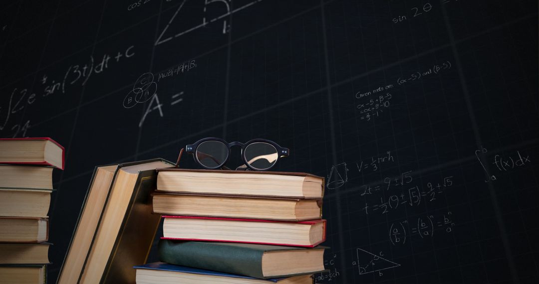 Eyeglasses on Books with Animated Mathematical Equations