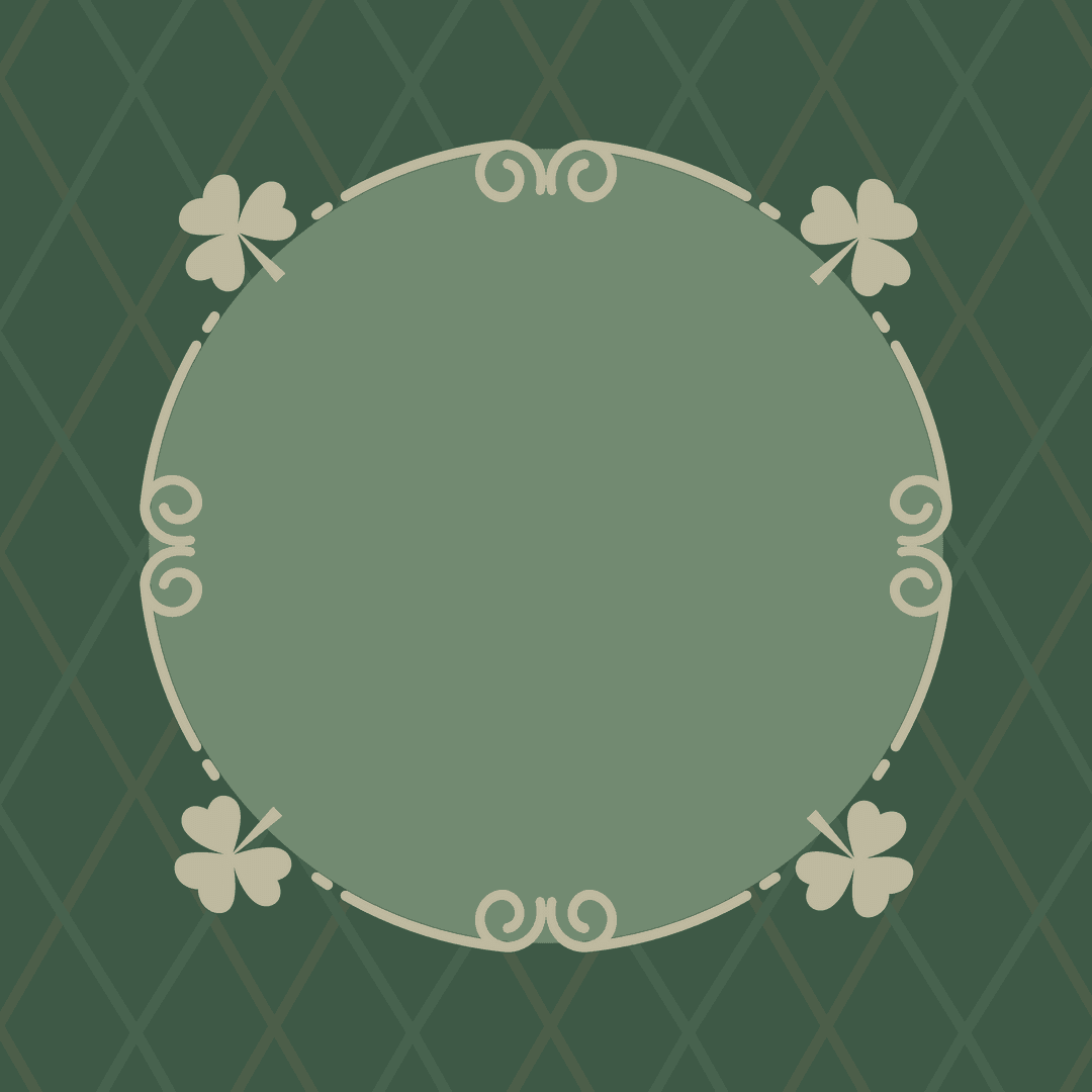 Vintage Celtic Frame with Shamrocks on Transparent Background