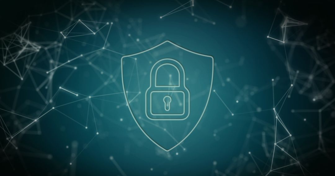 Cybersecurity Lock Icon on Network Connections Background