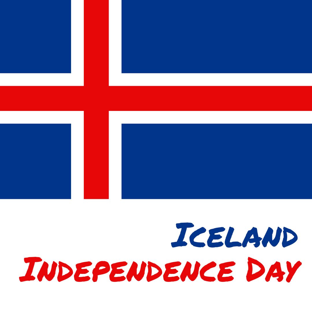 Icelandic Flag with Independence Day Celebration Text