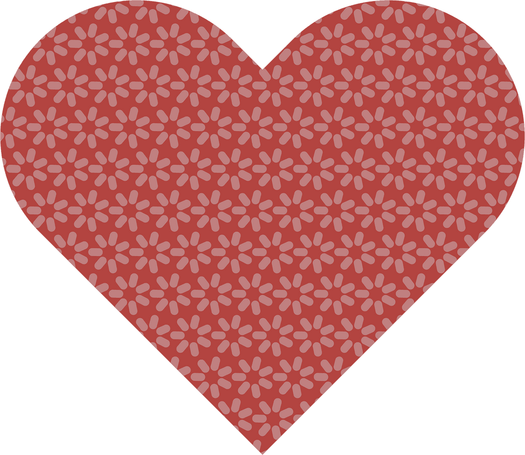 Floral Pattern Heart Shape on Transparent Background