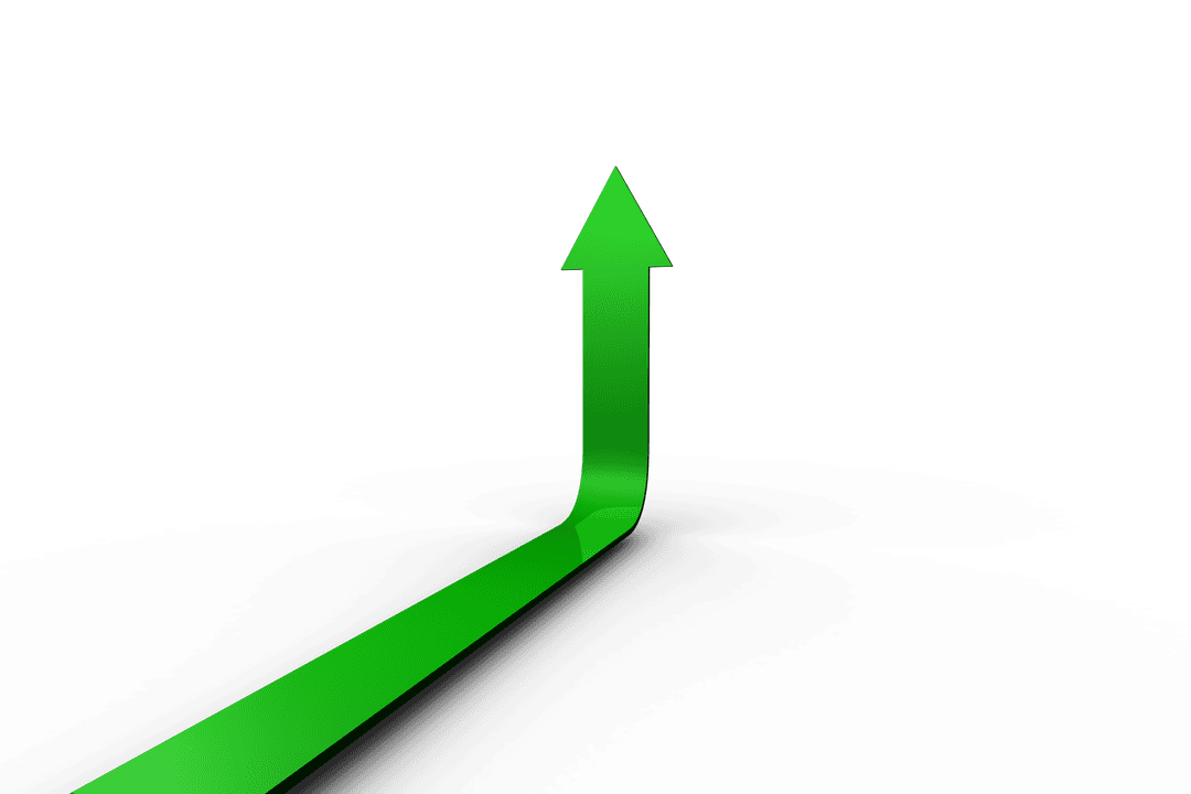 Ascendant Green Arrow Symbol on Transparent Background Illustration