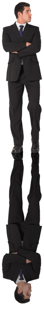 Caucasian Businessman Standing with Folding Arms on Transparent Background