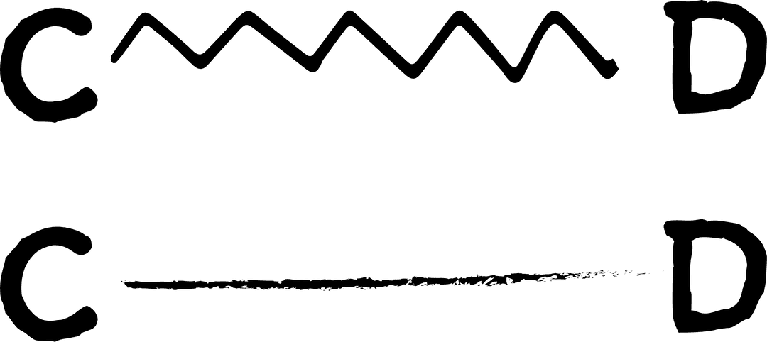 Transparent C and D Digital Illustration with Lines