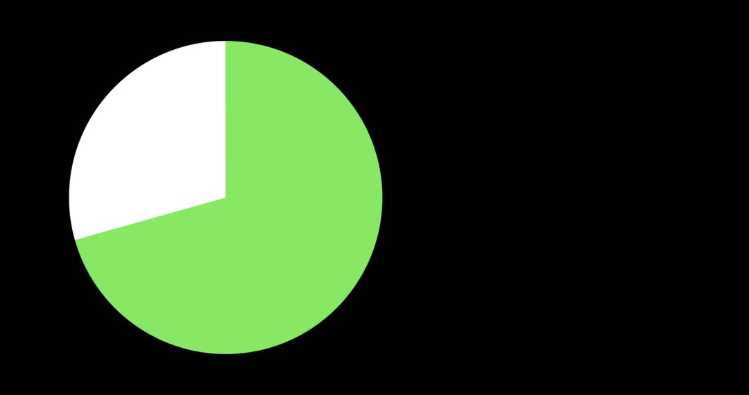 Green and White Pie Chart on Black Background