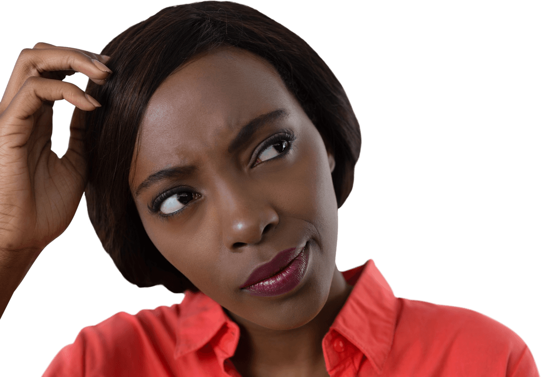 Confused Woman Scratching Head Transparent Image