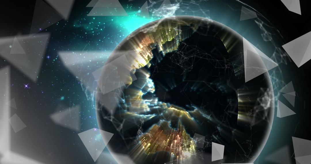 Abstract Glowing Globe with Futuristic Geometric Patterns