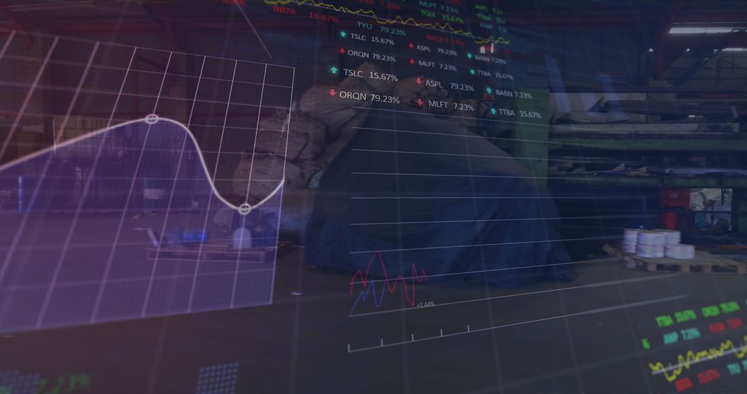Digital Financial Data Interface on Cityscape Background