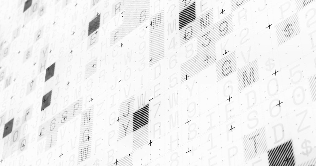 Abstract Digital Data with Geometric Patterns on White Background