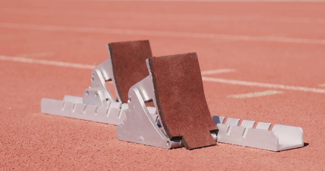 Close-up of Start Blocks on Outdoor Track - Free Images, Stock Photos and Pictures on Pikwizard.com