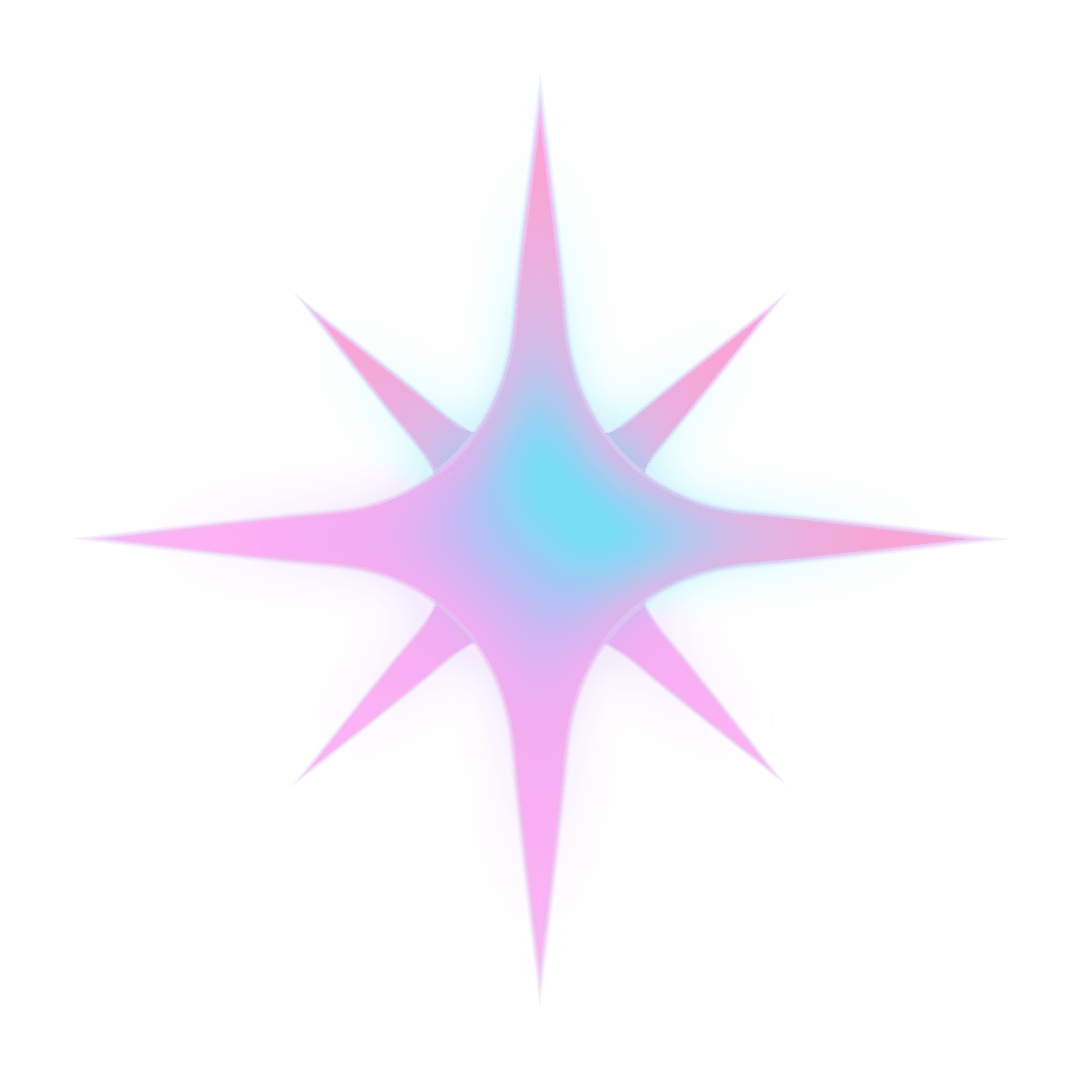 Glowing Eight-Pointed Star with Pastel Gradient on Transparent Background