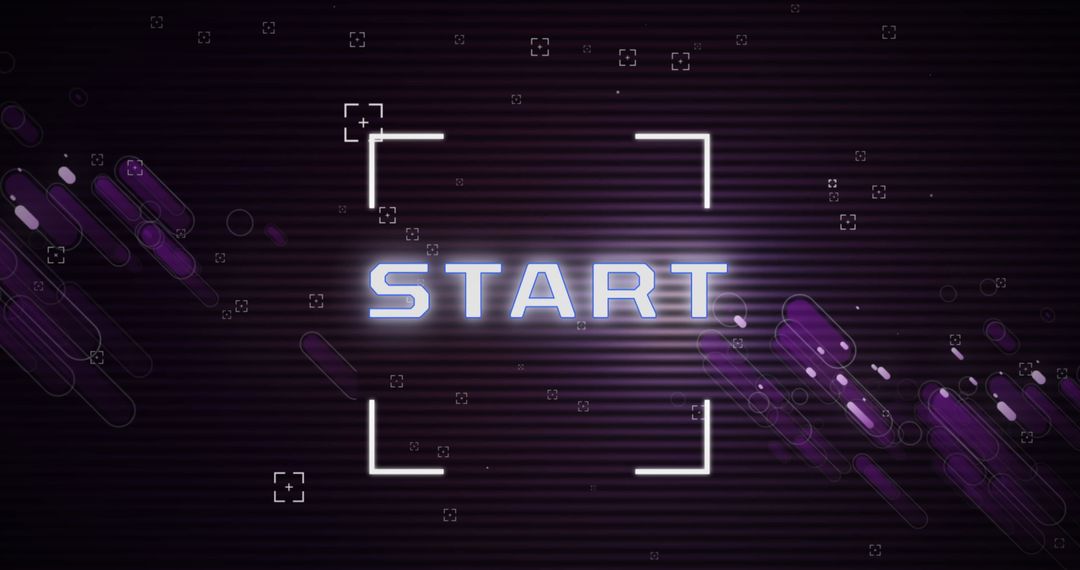 Start Button in Digital Hologram Style with Futuristic Lines