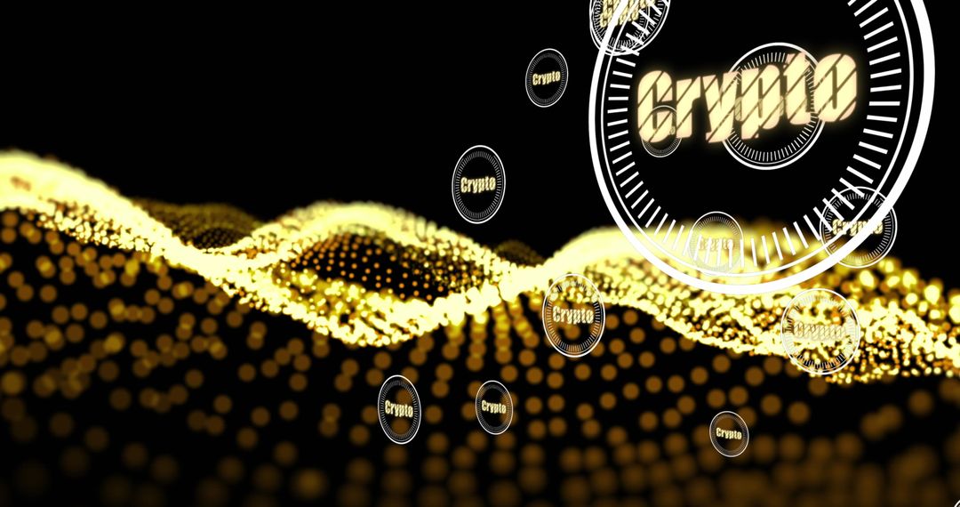 Crypto Symbols Floating Over Digital Network Background