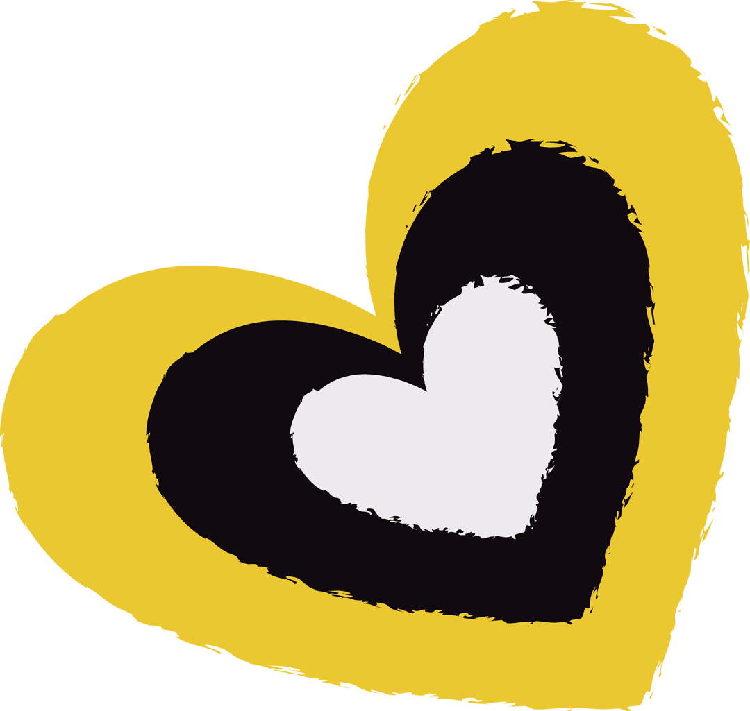 Layered Artistic Heart Design with Vibrant Colors on Transparent Background