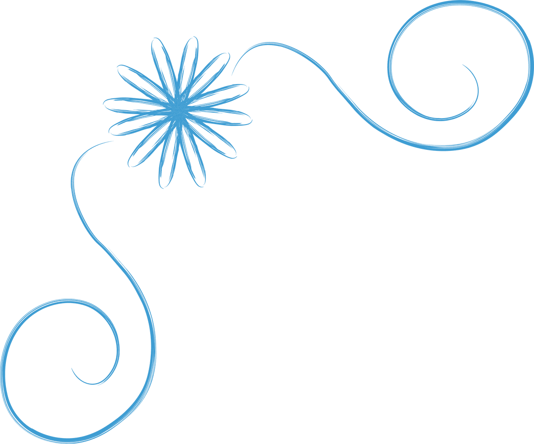 Blue Floral Decorative Element on Transparent Background