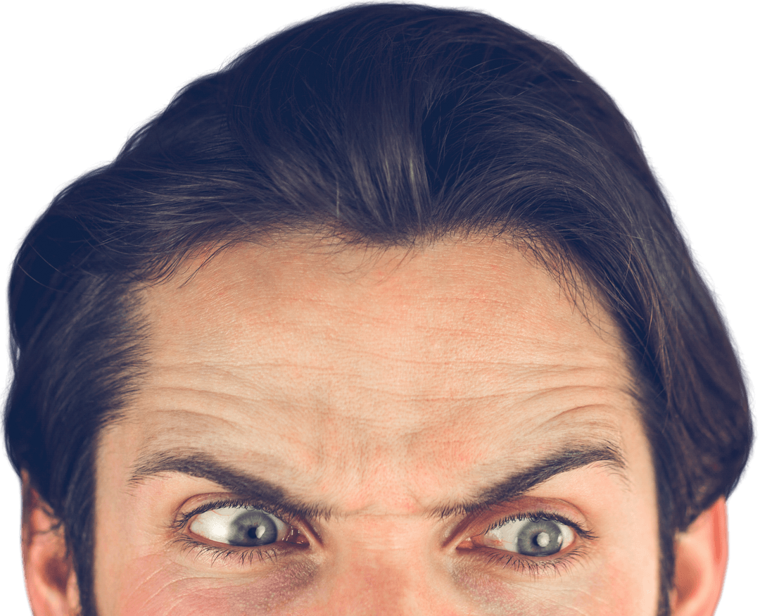 Transparent Angry Facial Close-up Exuding Intensity