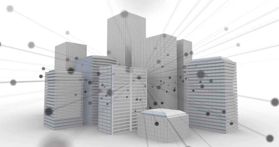 Futuristic Cityscape With Digital Technology Connection Lines