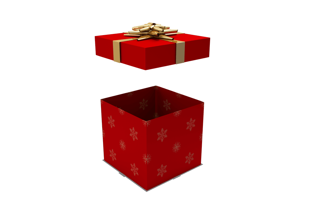 Transparent Red Gift Box with Gold Bow for Celebrations