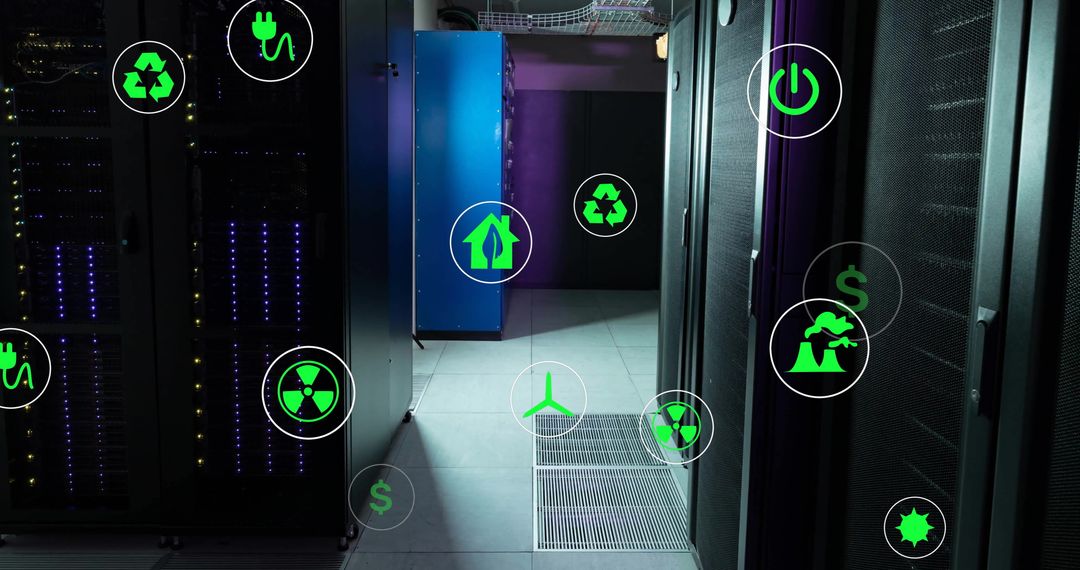 Eco-Friendly Icons on Server Room Interface