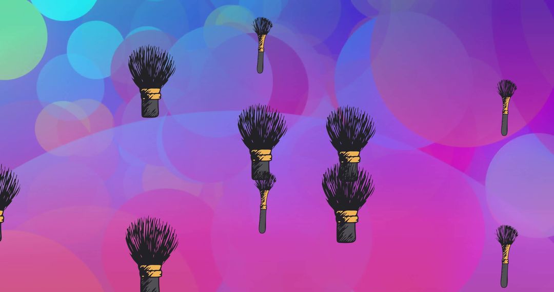 Digitally Generated Makeup Brushes on Colorful Background