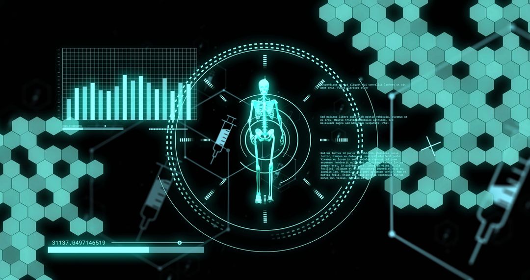 Futuristic Digital Biomechanics and Data Visualization Concept
