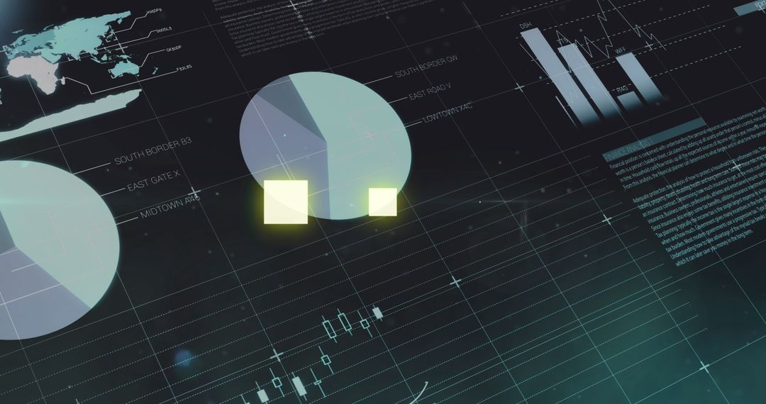 Futuristic data analytics interface with glowing graphs and charts