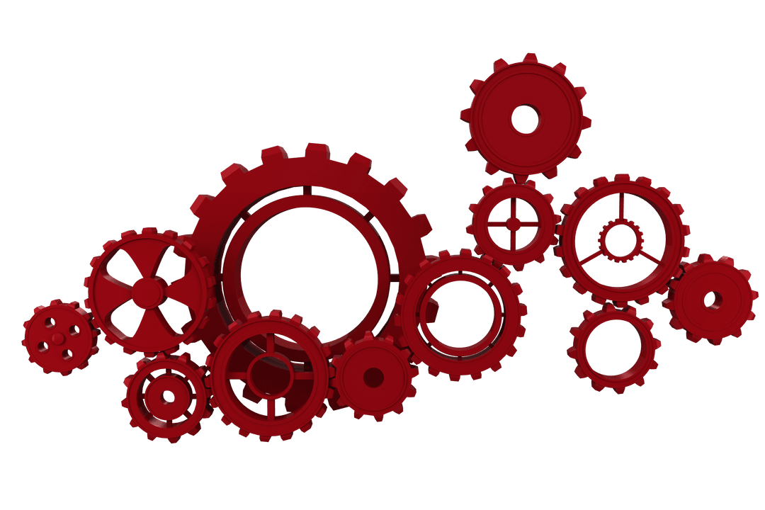 Red Gears and Cogs on Transparent Background Illustrating Engineering Concept - Download Free Stock Images Pikwizard.com