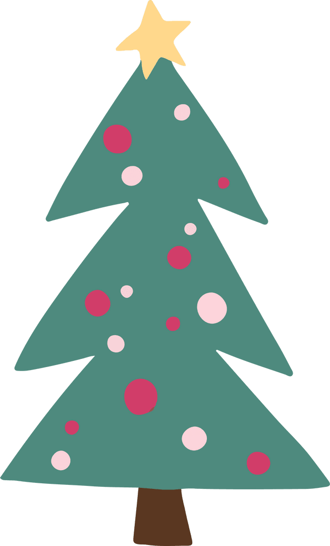 Transparent Minimalist Christmas Tree with Ornaments and Star