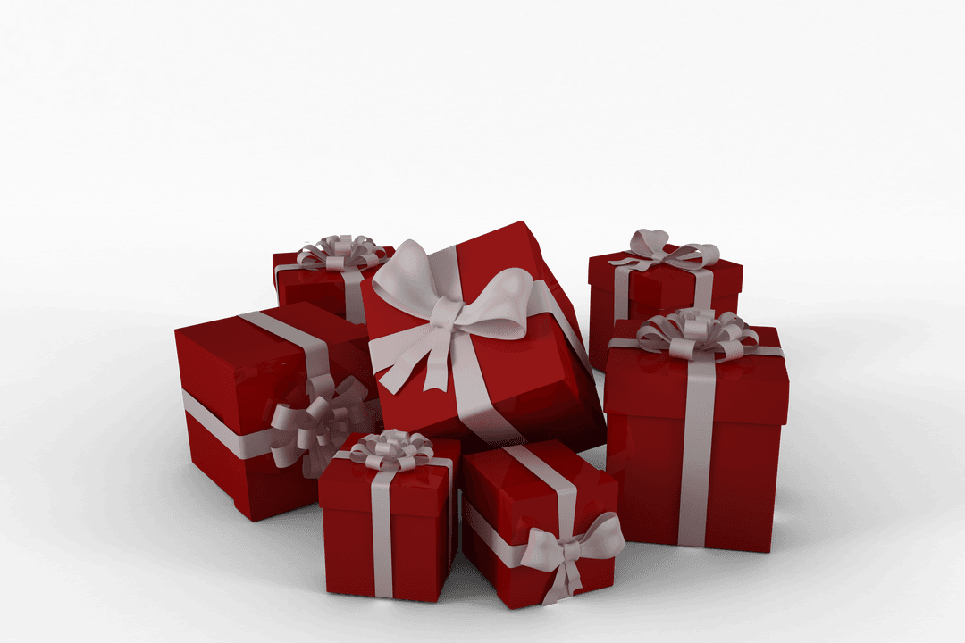 Assorted Transparent Red Gift Boxes with White Bows