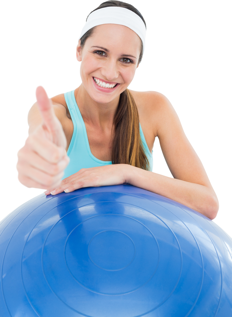 Smiling Fit Woman with Fitness Ball Giving Thumbs Up on Transparent Background - Download Free Stock Images Pikwizard.com