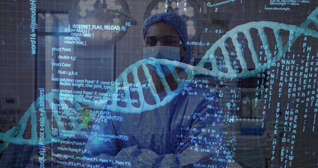 Female Scientist Analyzing DNA Code in Laboratory